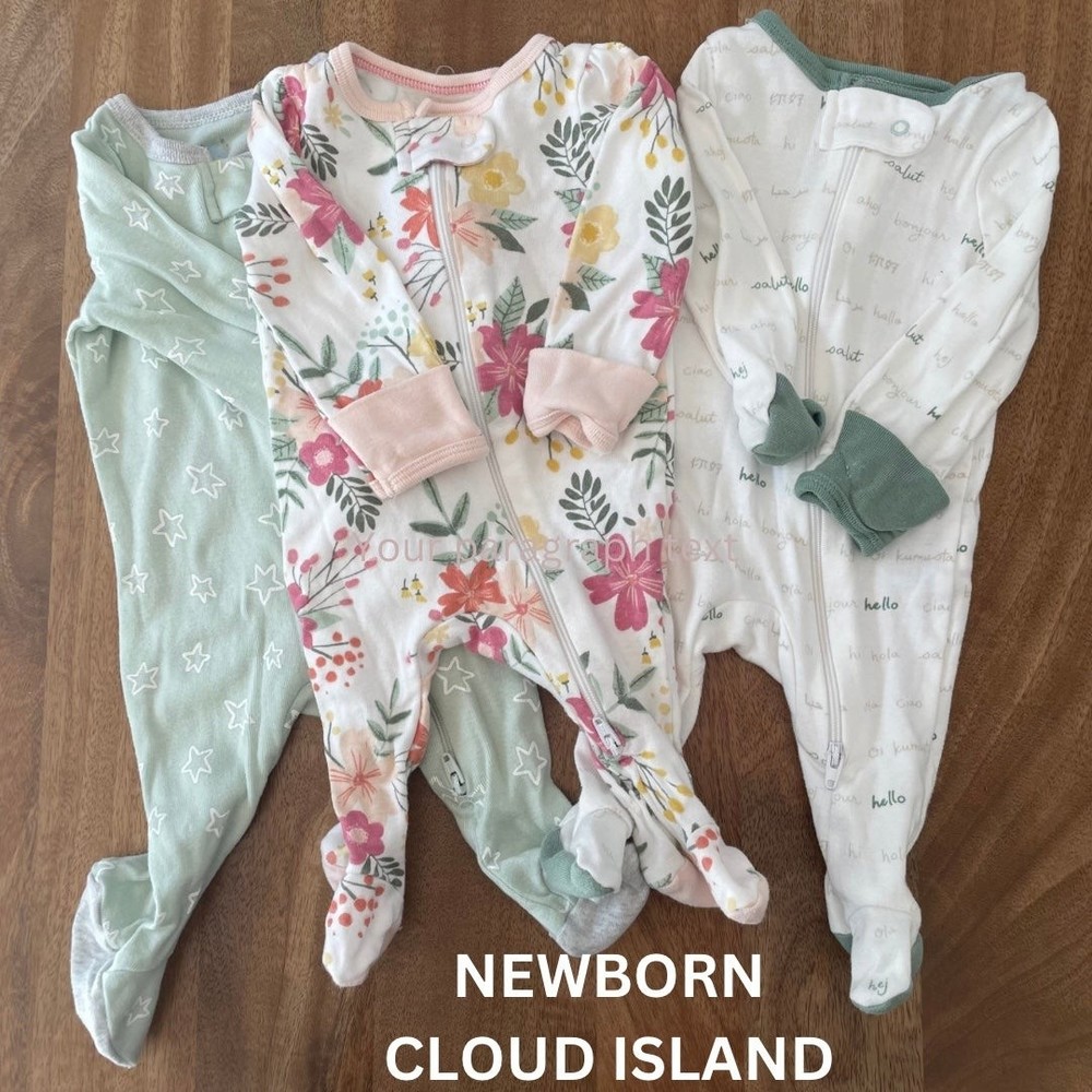 Cloud island newborn Baby girl zipper onsie